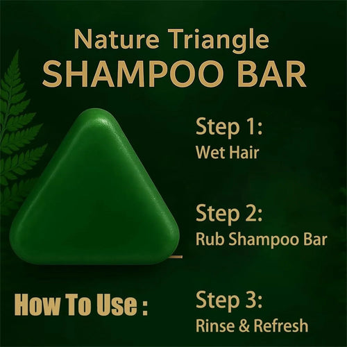 Green Triangle Soap Shampoo Bar with Usman Grass