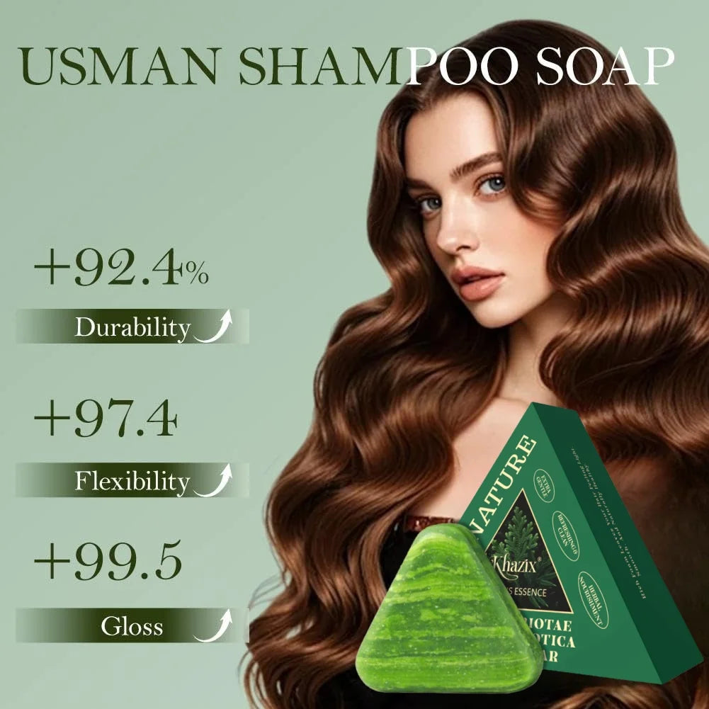 Green Triangle Soap Shampoo Bar with Usman Grass