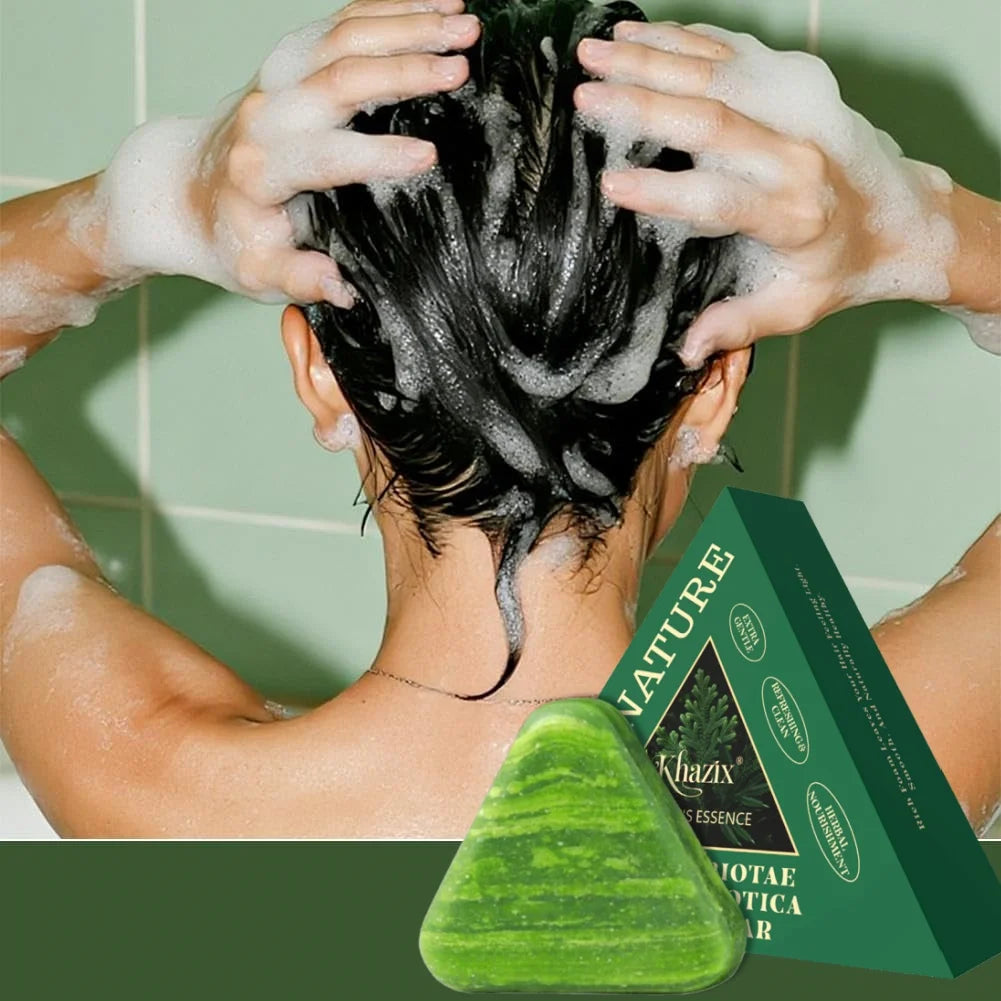 Green Triangle Soap Shampoo Bar with Usman Grass